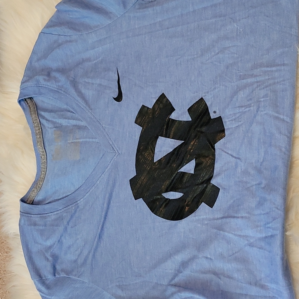 Nike Light Blue V-Neck Tee with Black UNC Logo